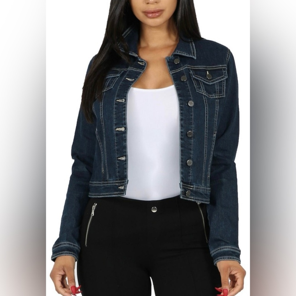 Boom Boom Jeans Dark Rinse Classic Jacket in Stretch Denim